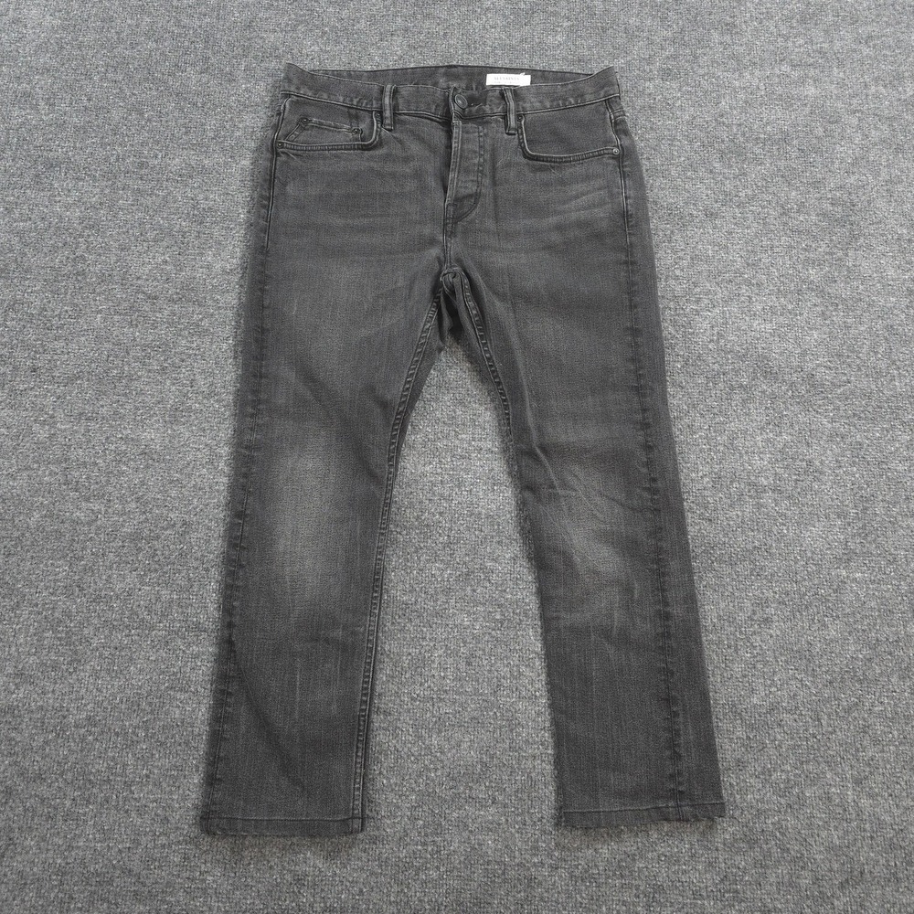 AllSaints Jeans Mens 32x26 Charcoal Gray Cigarette Slim Skinny Stretch Denim